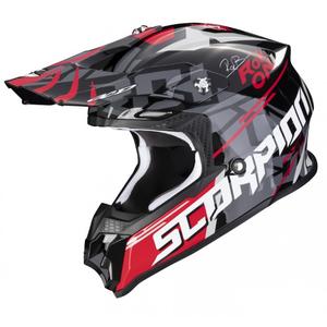 Κράνος Motocross Scorpion VX-16 EVO AIR ROK BAGOROS μαύρο-γκρι-λευκό-κόκκινο