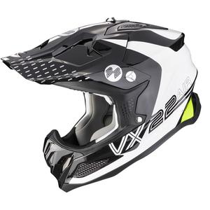 Κράνος Motocross Scorpion VX-22 Air Ares μαύρο-λευκό-κίτρινο φλούο