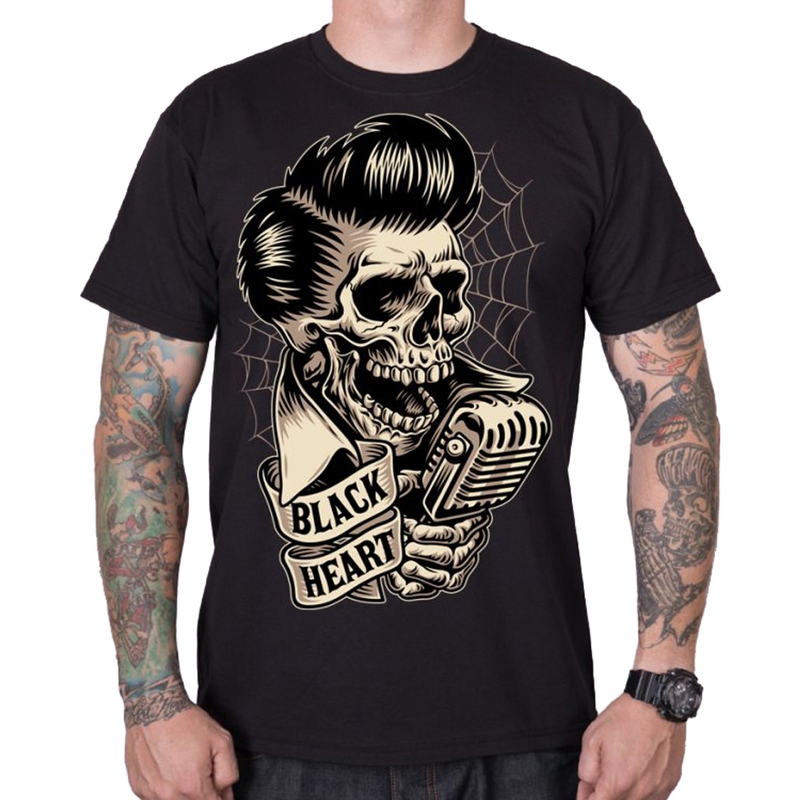 Ανδρικό πουκάμισο Rockabilly με μαύρη καρδιά