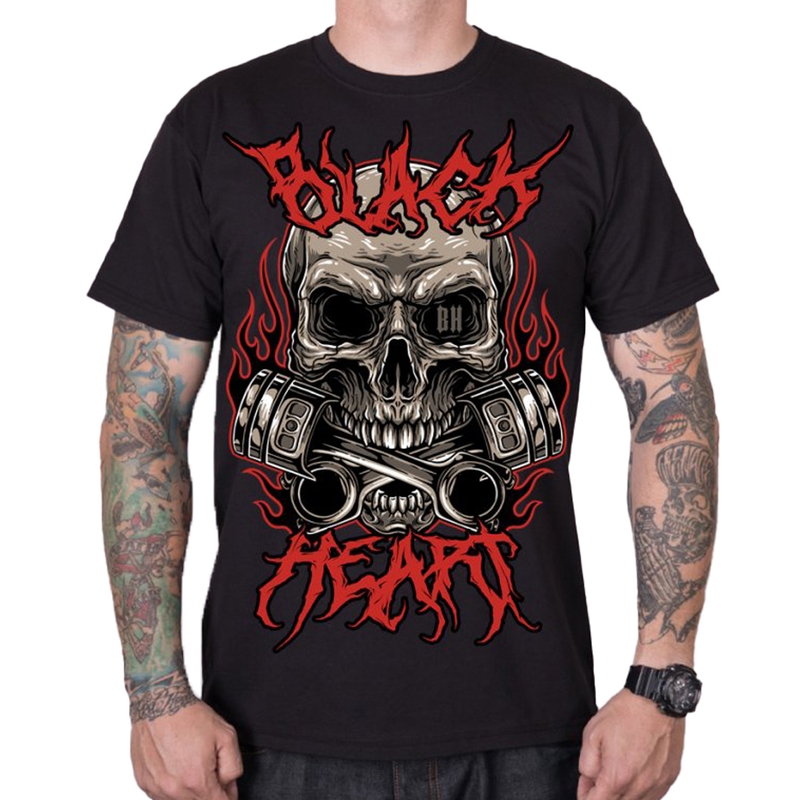 Ανδρικό T-shirt Μαύρη καρδιά Μεταλλικό κεφάλι