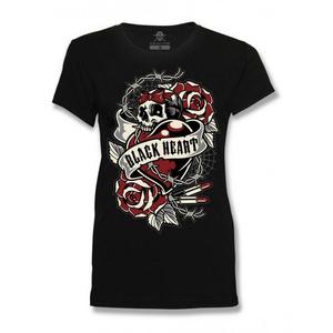 Γυναικείο T-shirt Μαύρη καρδιά Heart Heart Rose