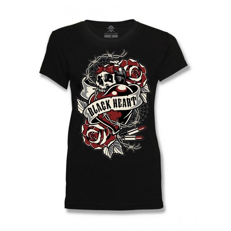 Γυναικείο T-shirt Μαύρη καρδιά Heart Heart Rose