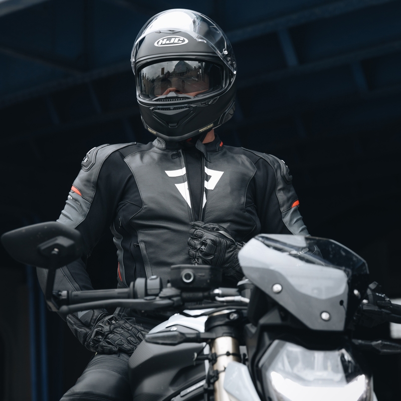 Rebelhorn Veloce Μαύρο-φλούο κόκκινο δερμάτινο μπουφάν μοτοσικλέτας