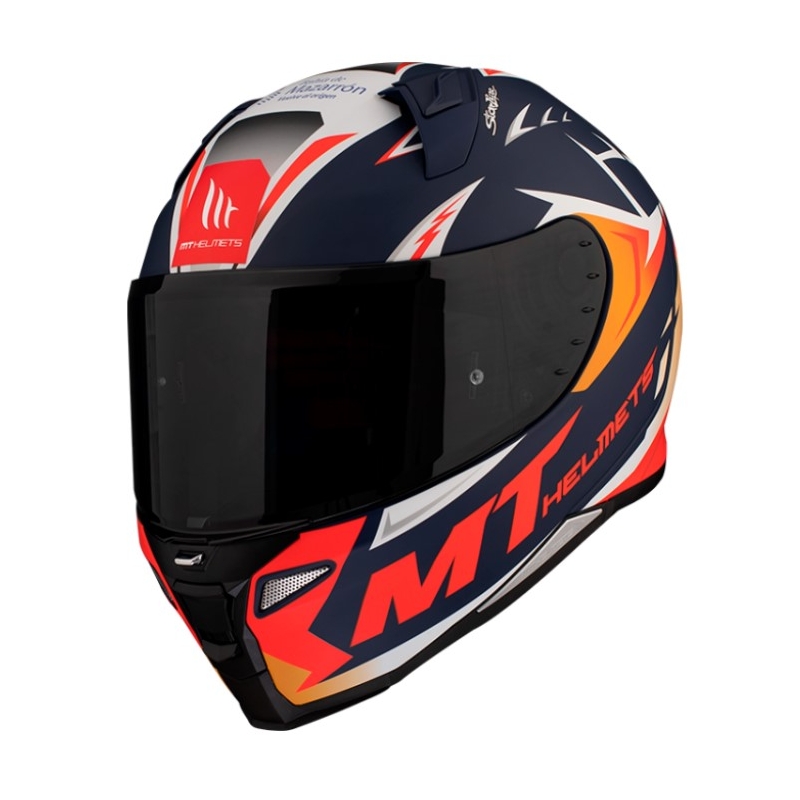 Integrální přilba na motorku MT FF110 Revenge 2 Acosta A37 modro-bílo-oranžová matná