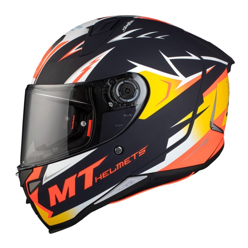 Integrální přilba na motorku MT FF110 Revenge 2 S Acosta A37 černo-oranžovo-bílá matná