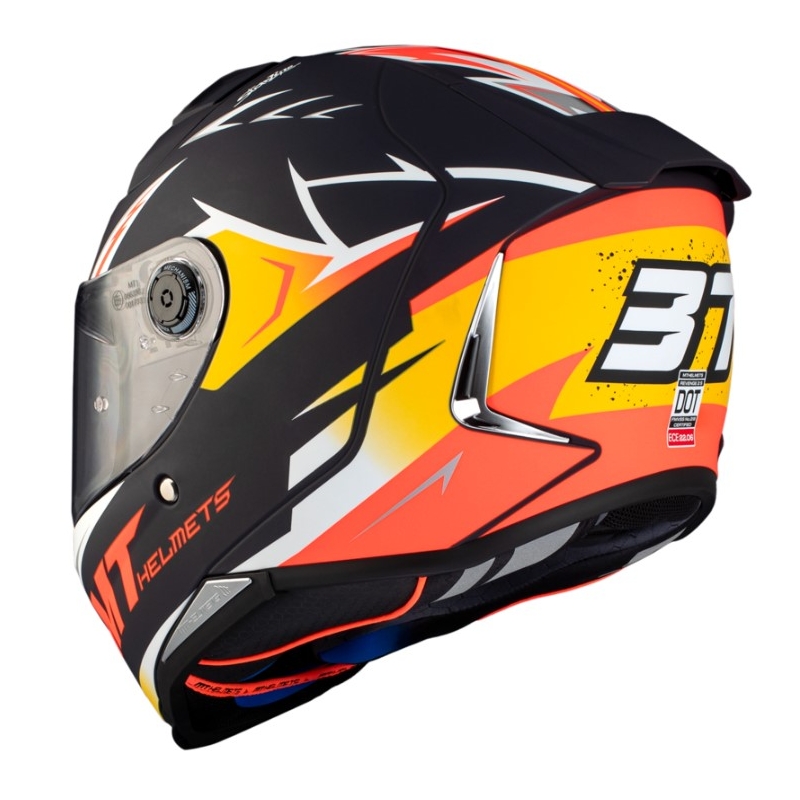 Integrální přilba na motorku MT FF110 Revenge 2 S Acosta A37 černo-oranžovo-bílá matná