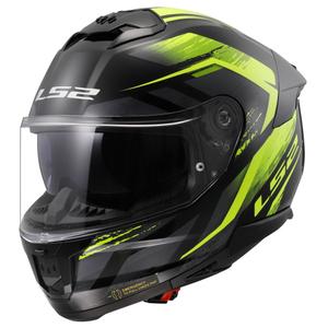LS2 FF808 Stream II Fury μαύρο-φλούο κίτρινο ενσωματωμένο κράνος μοτοσικλέτας