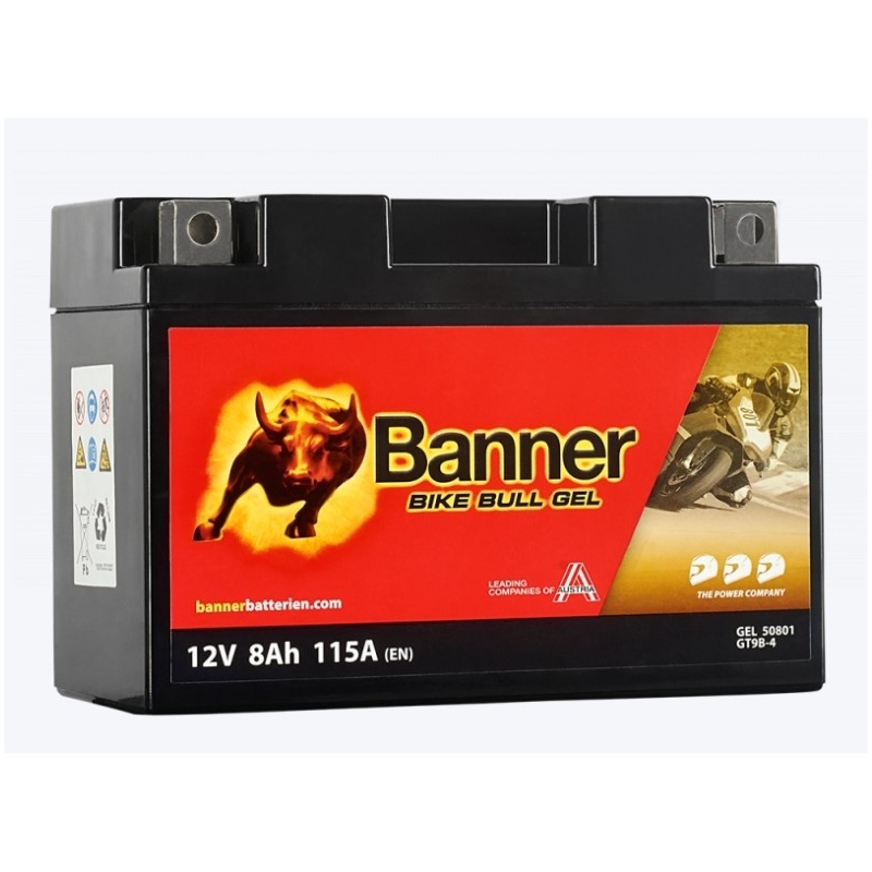 Μπαταρία Gel Banner Bike Bull Gel 12V, YT9B-4, 8AH, 115A