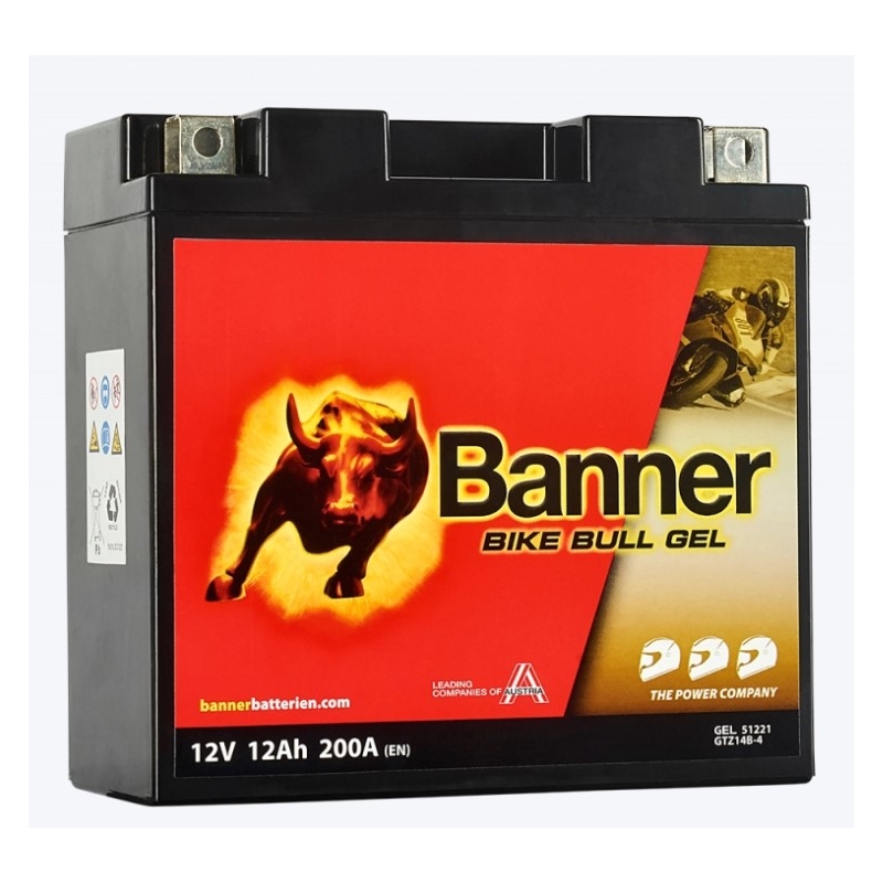 Μπαταρία Gel Banner Bike Bull Gel 12V, YT14B-4, 12AH, 200A
