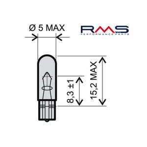 Žárovka RMS 12V 2,3W, T5 bílá