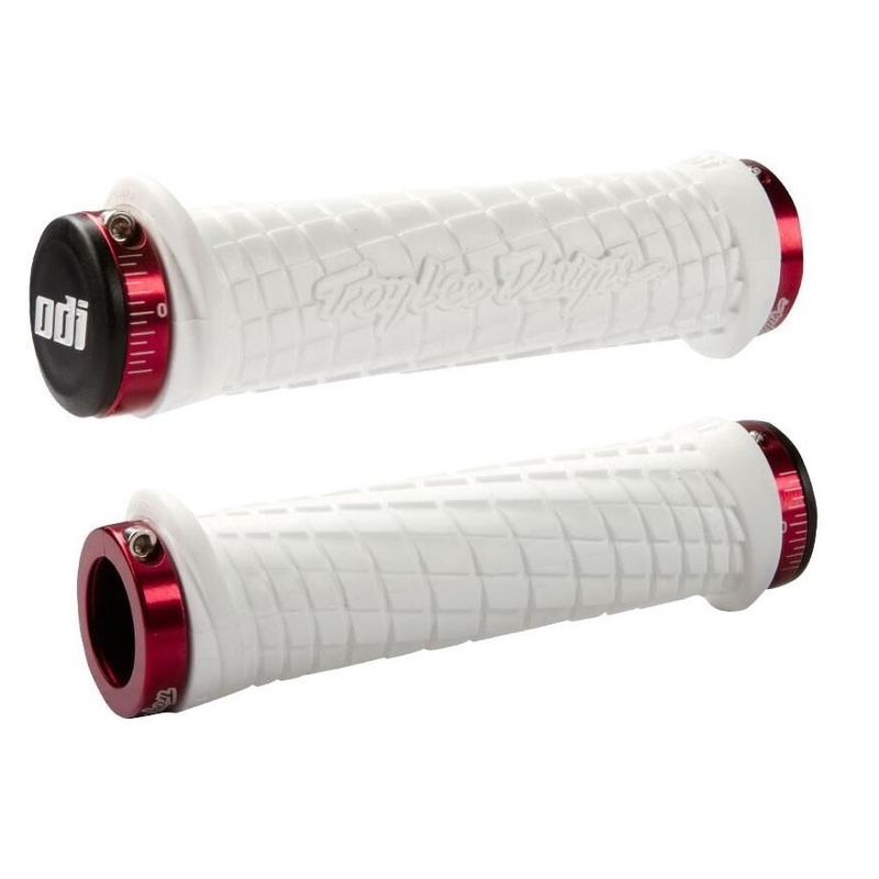 Χειρολαβές ODI TROY LEE DESIGNS SIGNATURE ATV LOCK-ON λευκό-κόκκινο
