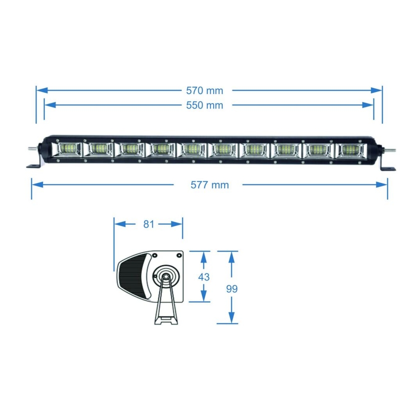 Ράμπα φωτισμού LED SHARK LED LIGHT BAR , ETI LED, 21,5",100W
