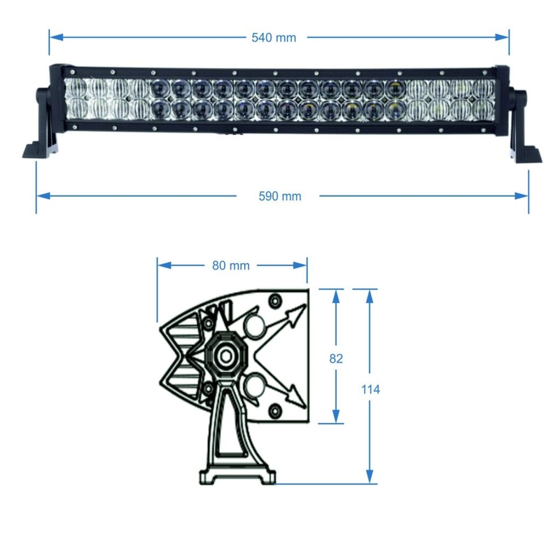 ΦΩΤΕΙΝΉ ΜΠΆΡΑ LED SHARK 20", ΚΑΜΠΎΛΗ, 120W, R 560 MM - 5D