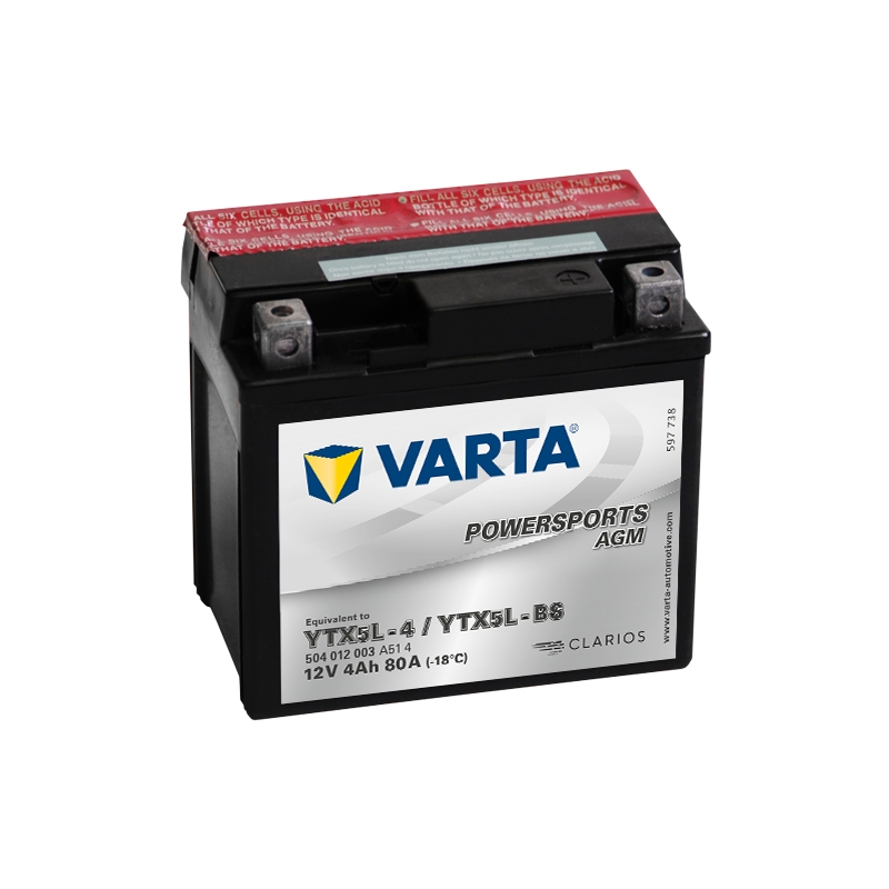 VARTA YTX5L-4/YTX5L-BS 12V/4Ah μπαταρία χωρίς συντήρηση
