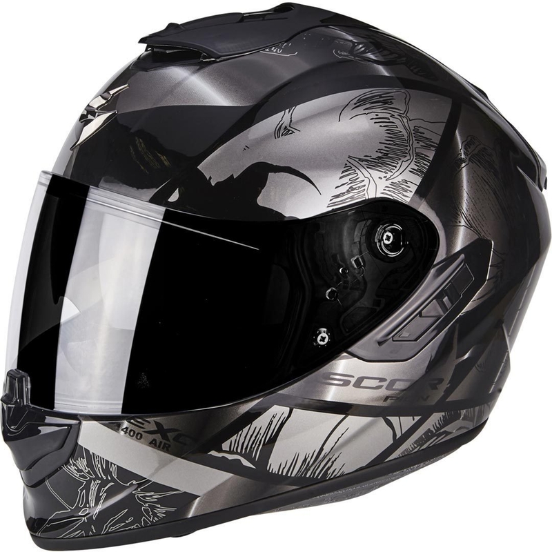 Integrální přilba na motorku Scorpion Exo-1400 Air Patch černo-stříbrná výprodej