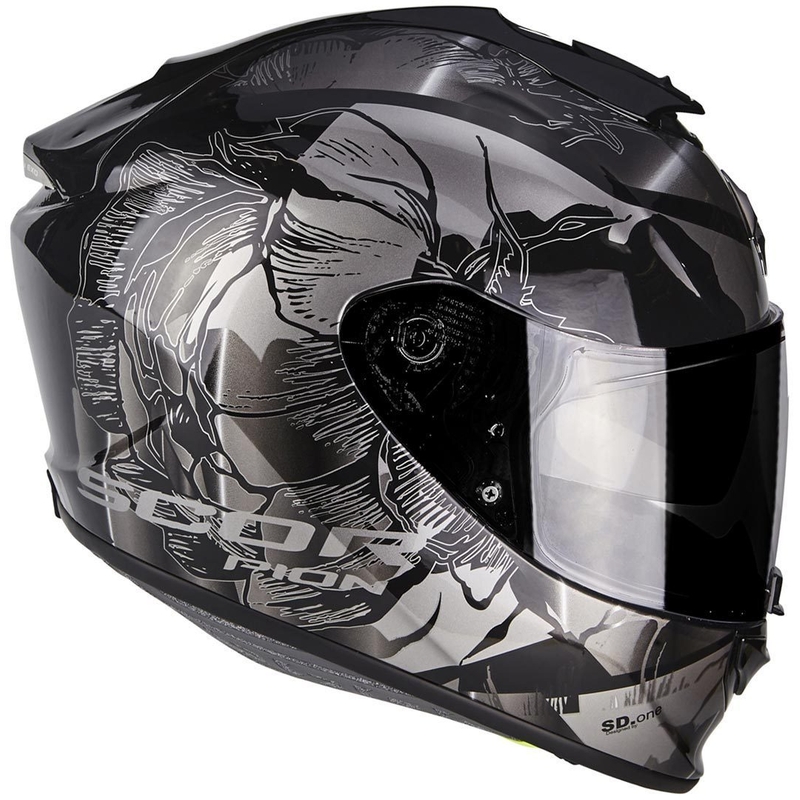 Integrální přilba na motorku Scorpion Exo-1400 Air Patch černo-stříbrná výprodej