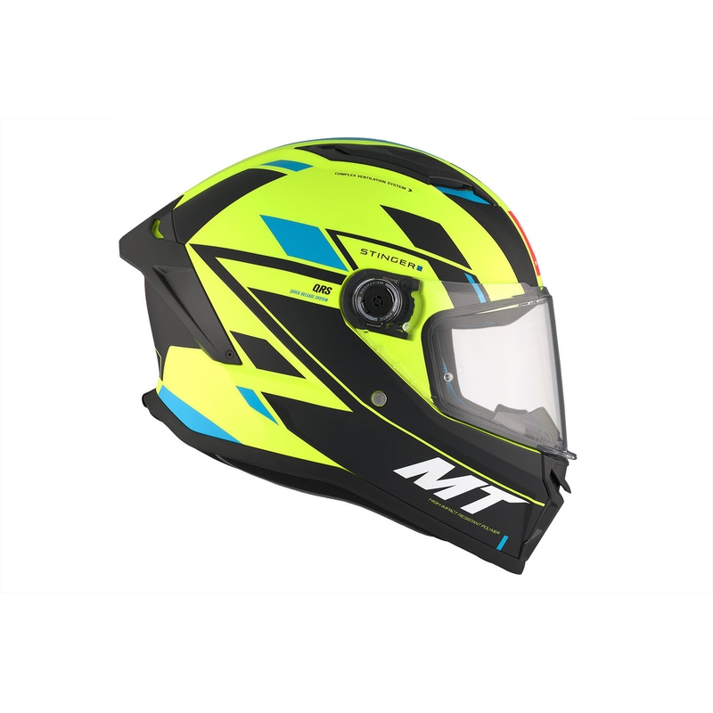 MT Stinger 2 Solid Zivze fluo πράσινο-μαύρο-μπλε ματ ολοκληρωμένο κράνος μοτοσικλέτας