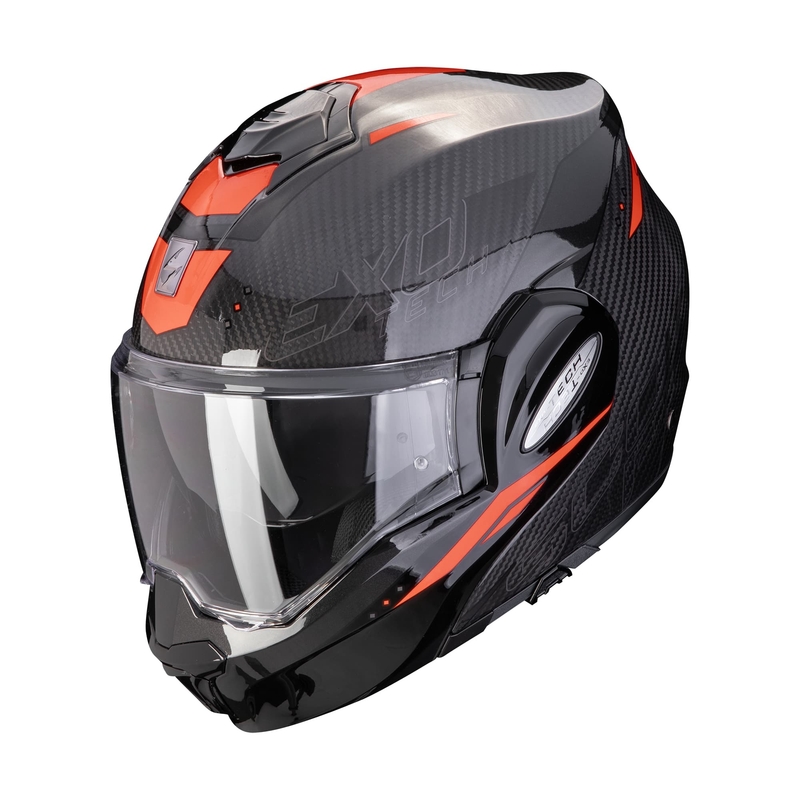 Πτυσσόμενο κράνος μοτοσικλέτας Scorpion EXO-TECH EVO CARBON ROVER μαύρο-κόκκινο προσφορά