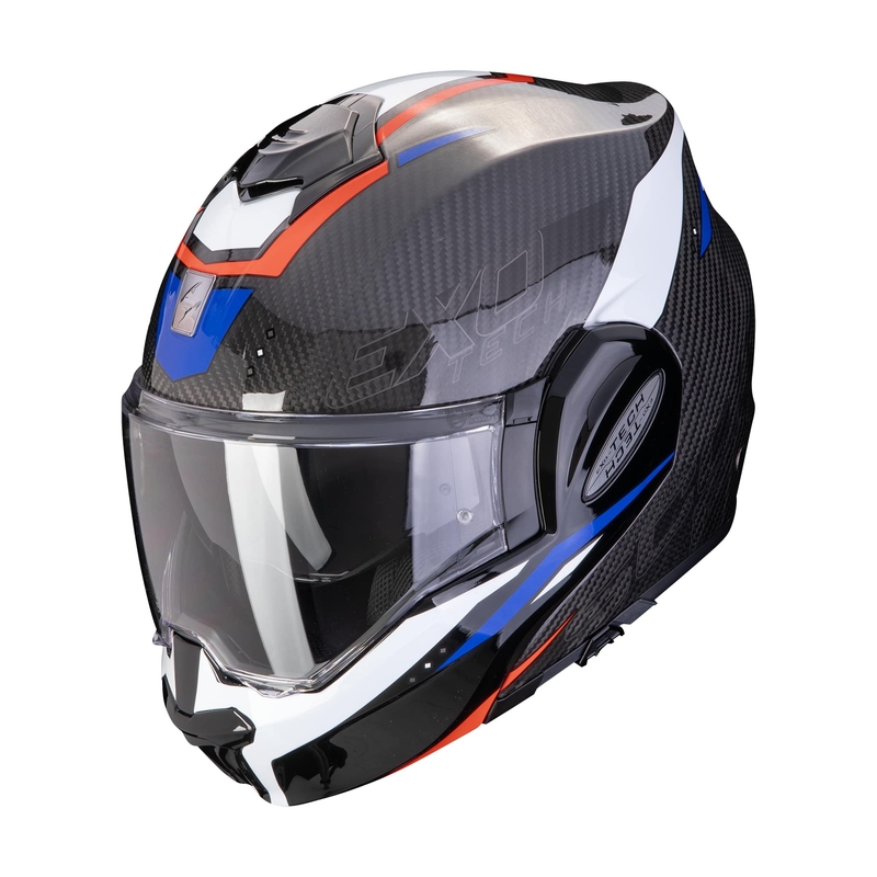 Πτυσσόμενο κράνος μοτοσικλέτας Scorpion EXO-TECH EVO CARBON ROVER μαύρο-κόκκινο-μπλε προσφορά