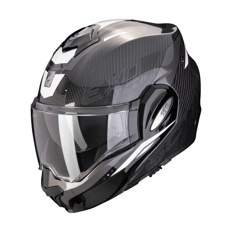 Πτυσσόμενο κράνος μοτοσικλέτας Scorpion EXO-TECH EVO CARBON ROVER μαύρο και λευκό