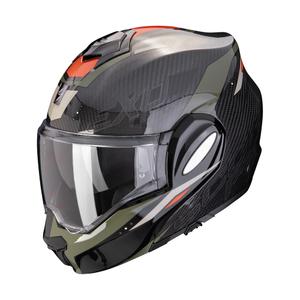 Πτυσσόμενο κράνος μοτοσικλέτας Scorpion EXO-TECH EVO CARBON ROVER μαύρο-πράσινο