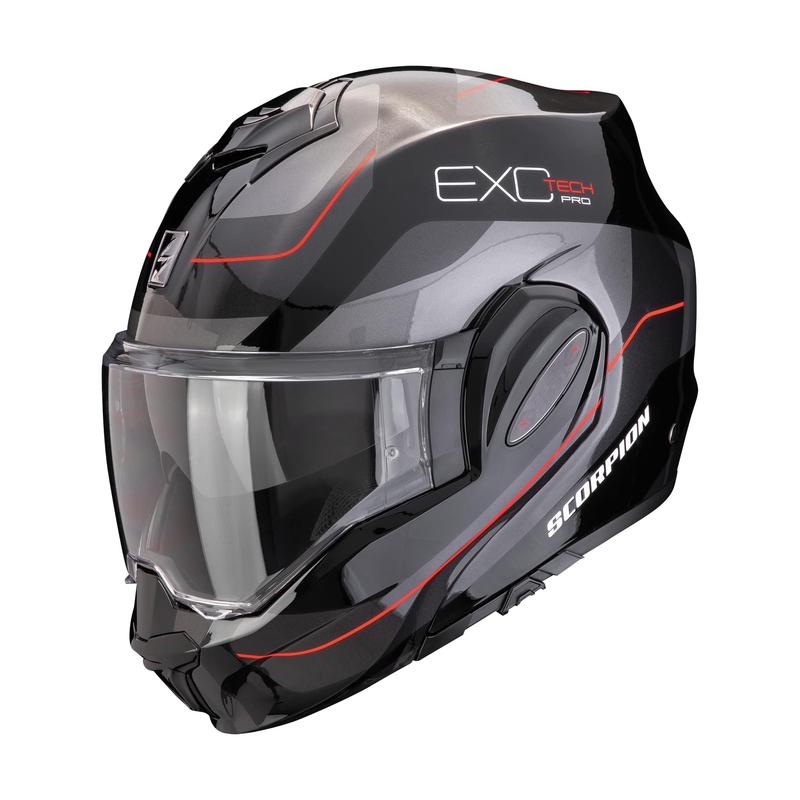 Πτυσσόμενο κράνος μοτοσικλέτας Scorpion EXO-TECH EVO PRO COMMUTA μαύρο-ασημί-κόκκινο προσφορά