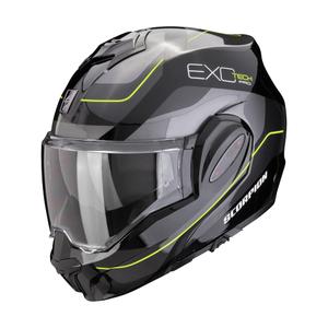 Πτυσσόμενο κράνος μοτοσικλέτας Scorpion EXO-TECH EVO PRO COMMUTA μαύρο-ασημί-κίτρινο