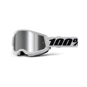 Γυαλιά Motocross 100% STRATA 2 Νέα λευκά (ασημί plexi)