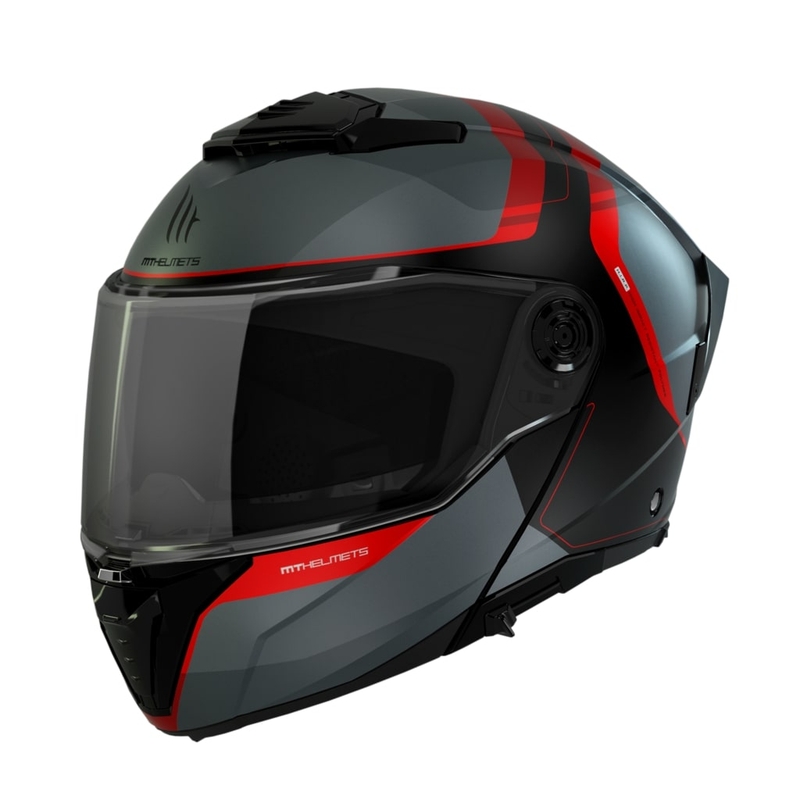 MT ATOM 2 SV EMALLA B15 κράνος μοτοσικλέτας ματ γκρι-μαύρο-κόκκινο