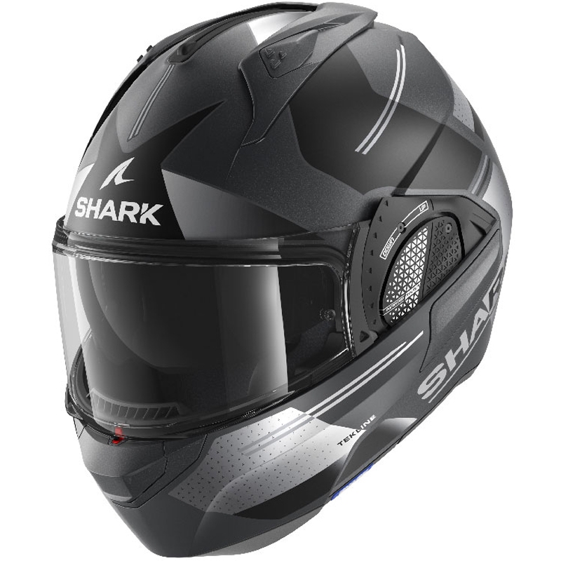 Překlápěcí přilba SHARK EVO-GT Tekline černo-šedá matná