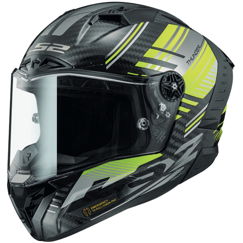 LS2 FF805 Thunder Carbon Volt μαύρο-φλούο κίτρινο ενσωματωμένο κράνος μοτοσικλέτας