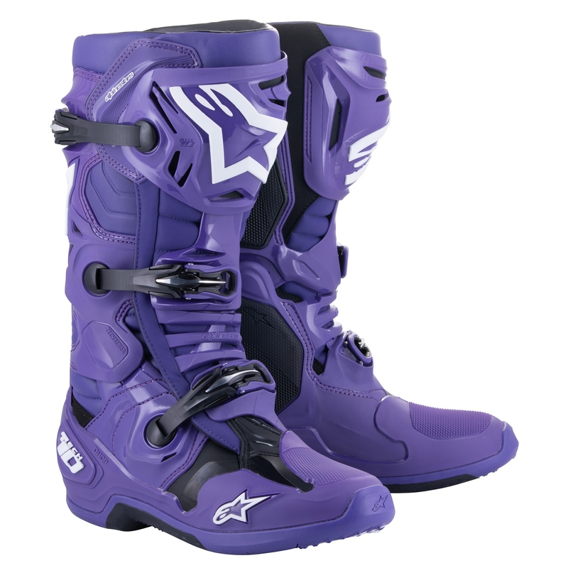 Μπότες μοτοσικλέτας Alpinestars Tech 10 μωβ-μαύρο-λευκό