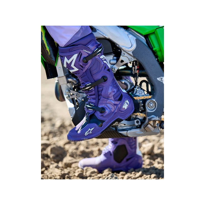 Μπότες μοτοσικλέτας Alpinestars Tech 10 μωβ-μαύρο-λευκό