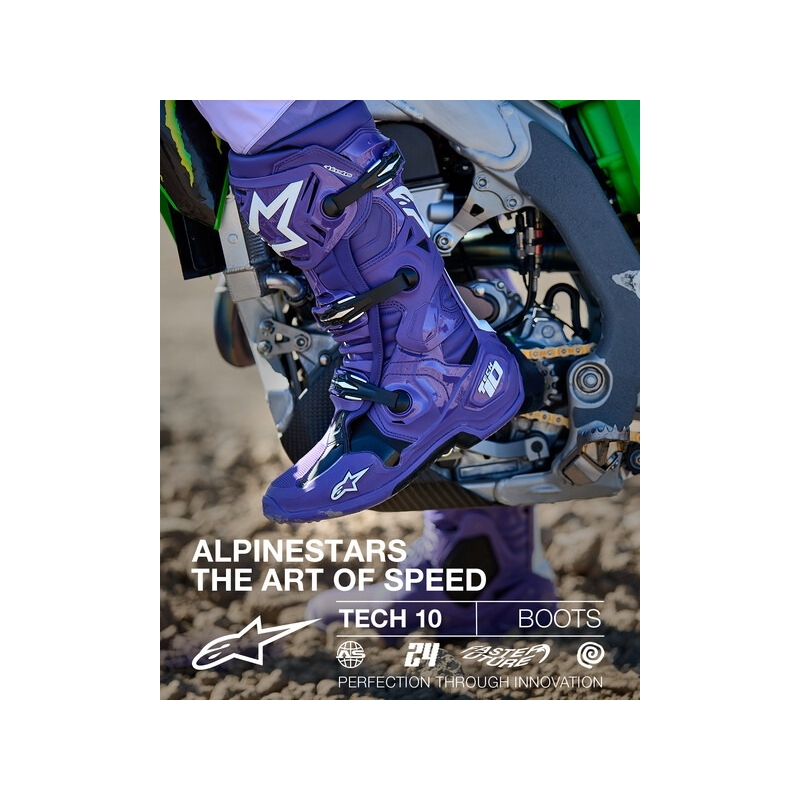Μπότες μοτοσικλέτας Alpinestars Tech 10 μωβ-μαύρο-λευκό
