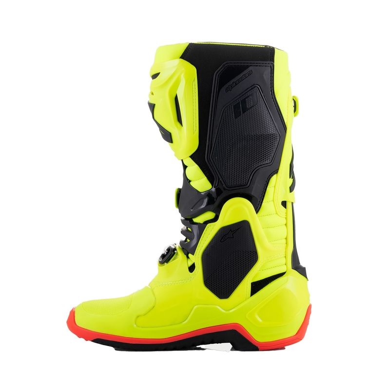 Μπότες μοτοσικλέτας Alpinestars Tech 10 κίτρινες φλούο-μαύρες-κόκκινες φλούο