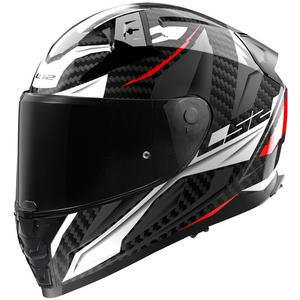 LS2 FF811 Vector II Carbon Savage λευκό-κόκκινο-γκρι ενσωματωμένο κράνος μοτοσικλέτας