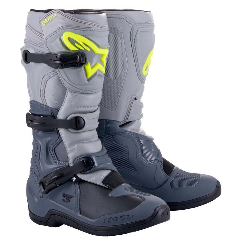Alpinestars Tech 3 light grey-black-fluo yellow μπότες μοτοσικλέτας