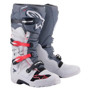 Alpinestars Tech 7 Enduro 2024 γκρι-φλούο-μαύρες μπότες μοτοσικλέτας