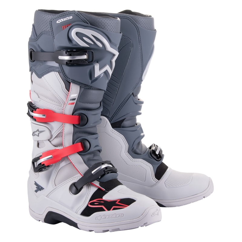 Alpinestars Tech 7 Enduro 2024 γκρι-φλούο-μαύρες μπότες μοτοσικλέτας
