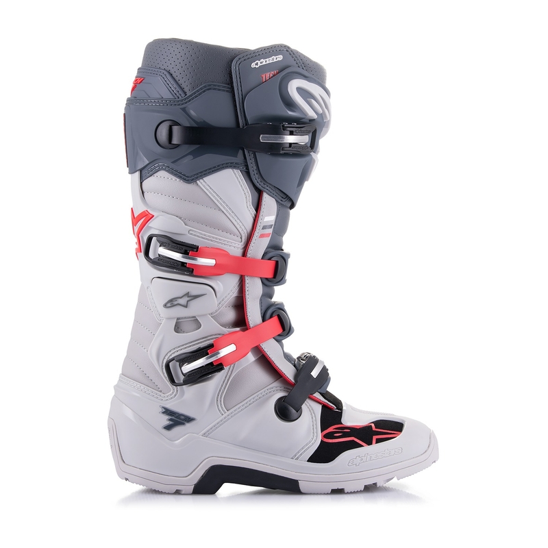 Alpinestars Tech 7 Enduro 2024 γκρι-φλούο-μαύρες μπότες μοτοσικλέτας