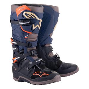 Alpinestars Tech 7 Enduro Drystar 2024 Μπότες μοτοσικλέτας μπλε-γκρι-πορτοκαλί-μαύρες