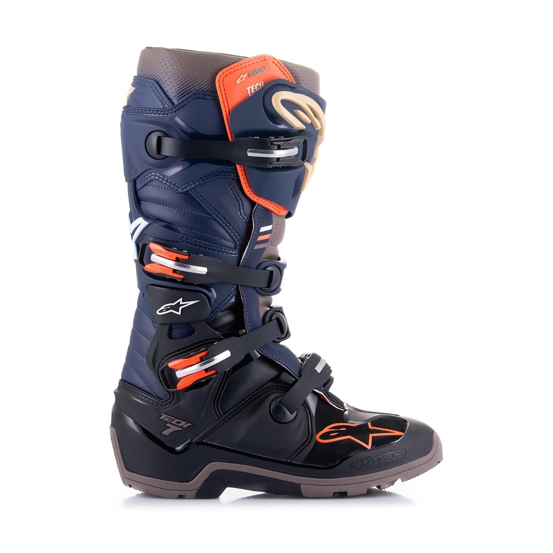 Alpinestars Tech 7 Enduro Drystar 2024 Μπότες μοτοσικλέτας μπλε-γκρι-πορτοκαλί-μαύρες