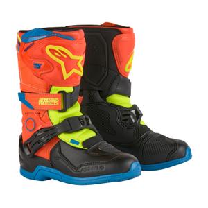 Alpinestars Tech 3S Kids 2024 Fluo Orange-Blue-Fluo Yellow-Black Μπότες μοτοσικλέτας για παιδιά