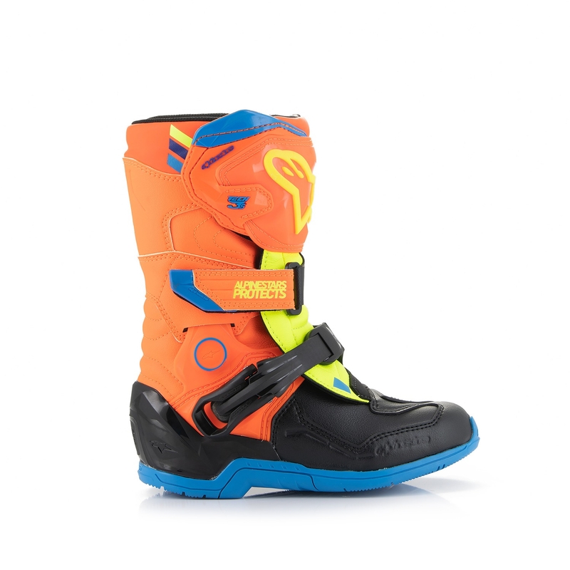 Alpinestars Tech 3S Kids Fluo Orange-Blue-Fluo Yellow-Black Μπότες μοτοσικλέτας για παιδιά