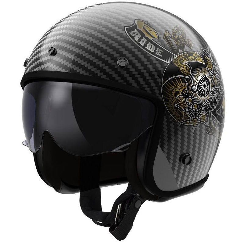 Ανοιχτό κράνος μοτοσικλέτας LS2 OF601 Bob II Carbon Custom Black Gloss
