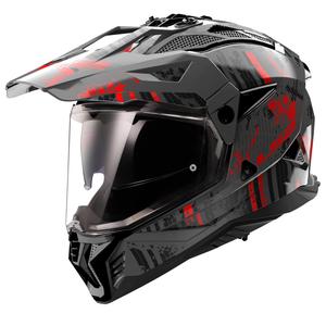 Κράνος μοτοσικλέτας Enduro LS2 MX702 PIONEER II CRAZY μαύρο-κόκκινο