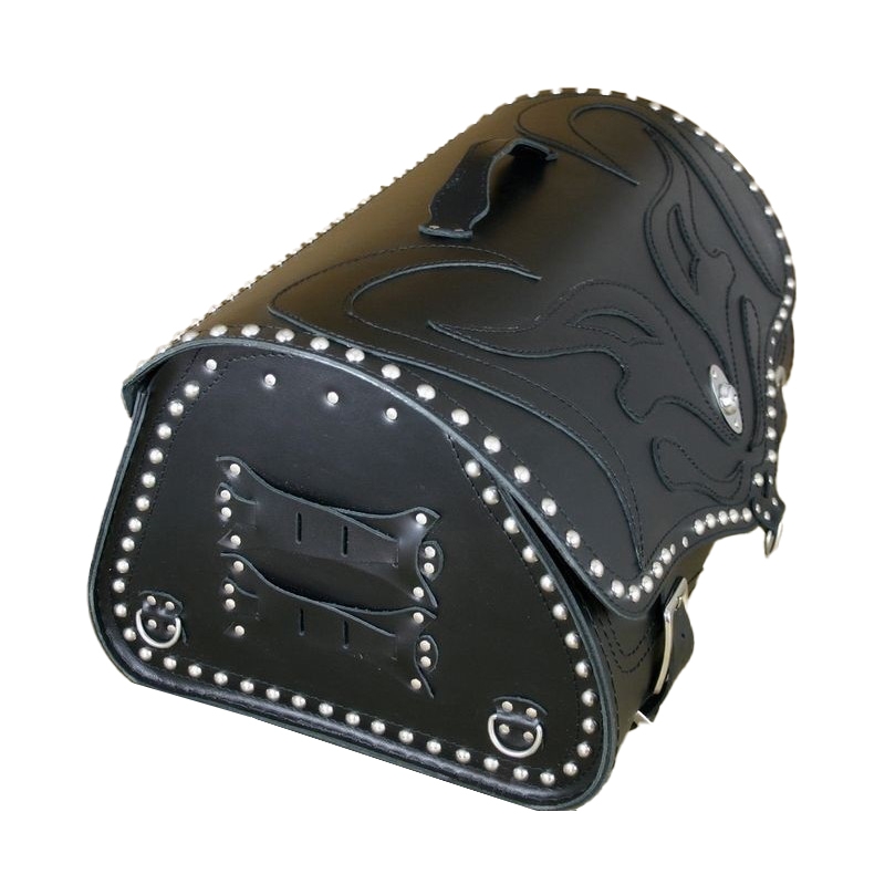 RSA K22 Black Demon μαύρη δερμάτινη τσάντα μοτοσικλέτας με πριτσίνια 42 l