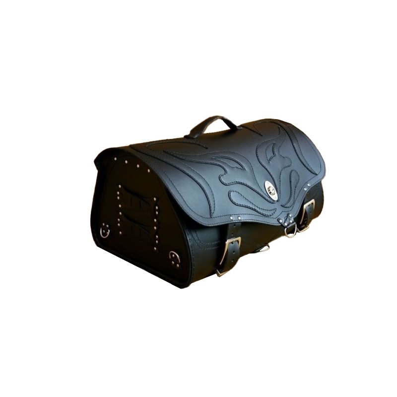 RSA K22 Black Demon μαύρη δερμάτινη τσάντα μοτοσικλέτας 42 l