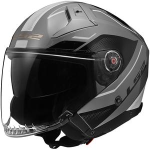 Ανοιχτό κράνος μοτοσικλέτας LS2 OF603 Infinity II Veyron γκρι και λευκό