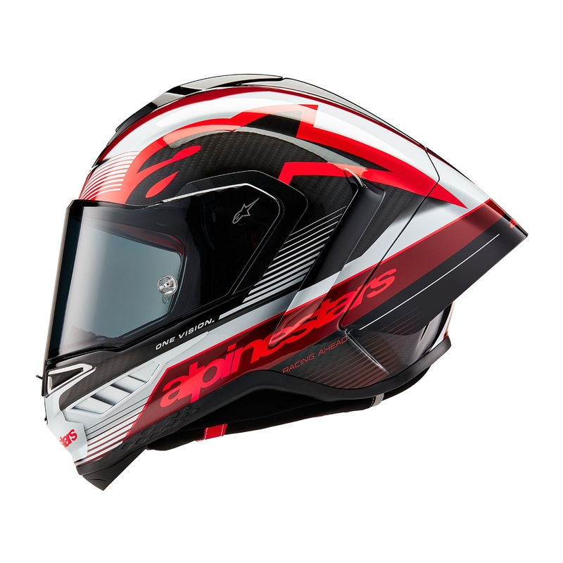 Alpinestars Supertech R-10 Team carbon κόκκινο και λευκό κράνος μοτοσικλέτας